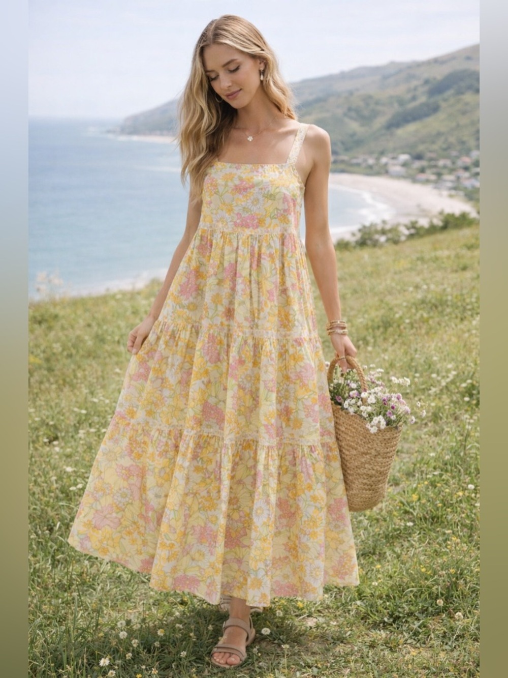 American Eagle Outfitters Yellow Floral Maxi Dress